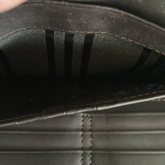 Frye Melissa Brown Distressed Trifold Leather Wallet - Picture 10 of 15